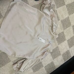 Silky Beige Blouse with Elastic Cuffs